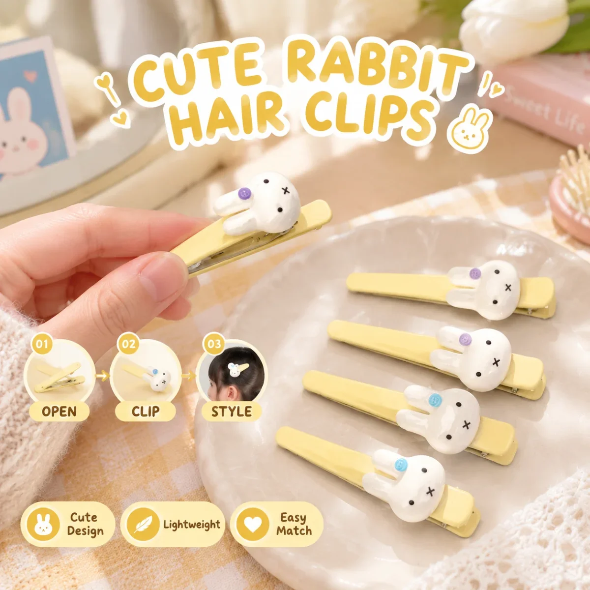 Hair Bundles - Miffy Rabbit Fringe Hair Clip 2