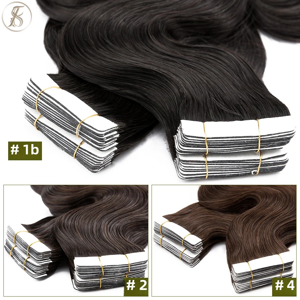 TESS 20pcs Wavy Tape In Human  - Invisible Tape In Extensions Real Hair review and price