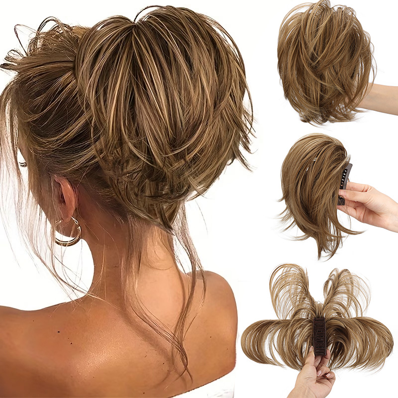 Synthetic Claw Clip Ponytail E - Claw Clip Messy Bun Hair Piece review and price
