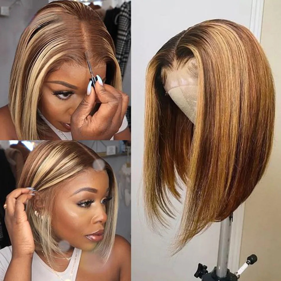 Highlight Blonde Wig Short Lac - Pre Parted 13X4 Lace Front Bob Wig review and price