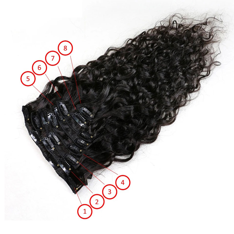 8-24 Inches Water Wave Curly C - Seamless Clip In Hair Extensions Human Hair review and price
