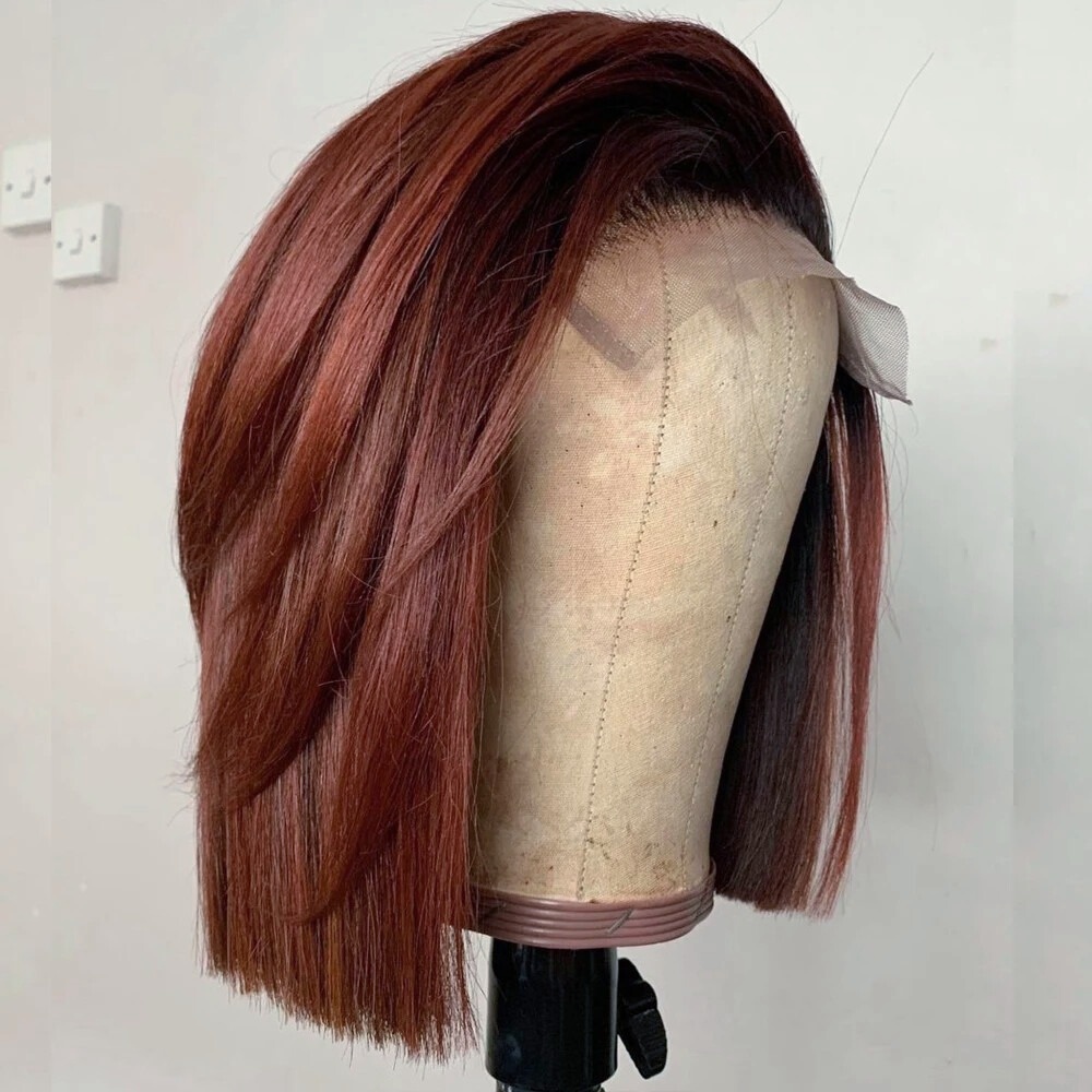 Reddish Brown Wig Short Lace F - Pre Parted 13X4 Lace Front Bob Wig review and price